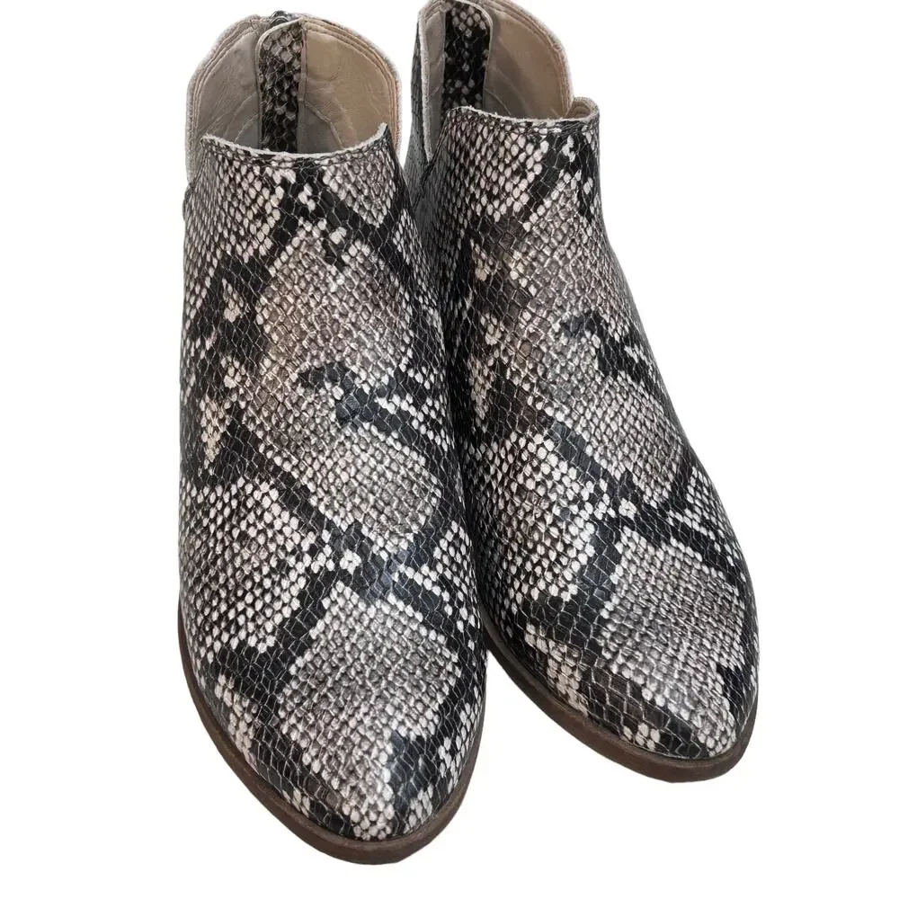 Dolce Vita Karsen Snake Print Ankle Booties Faux Leather Vegan Women's Size 6